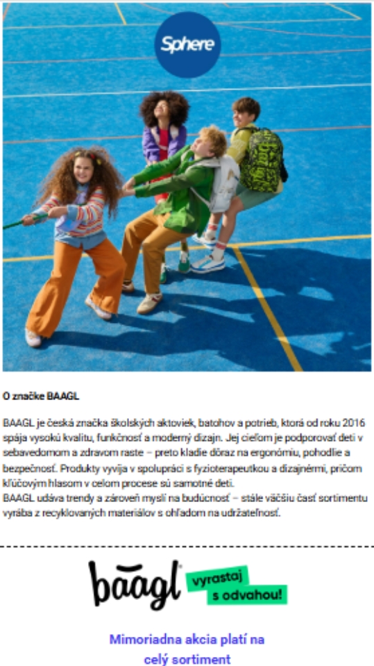 Získajte exkluzívnu zľavu 17 % na Baagl.sk so Sphere!